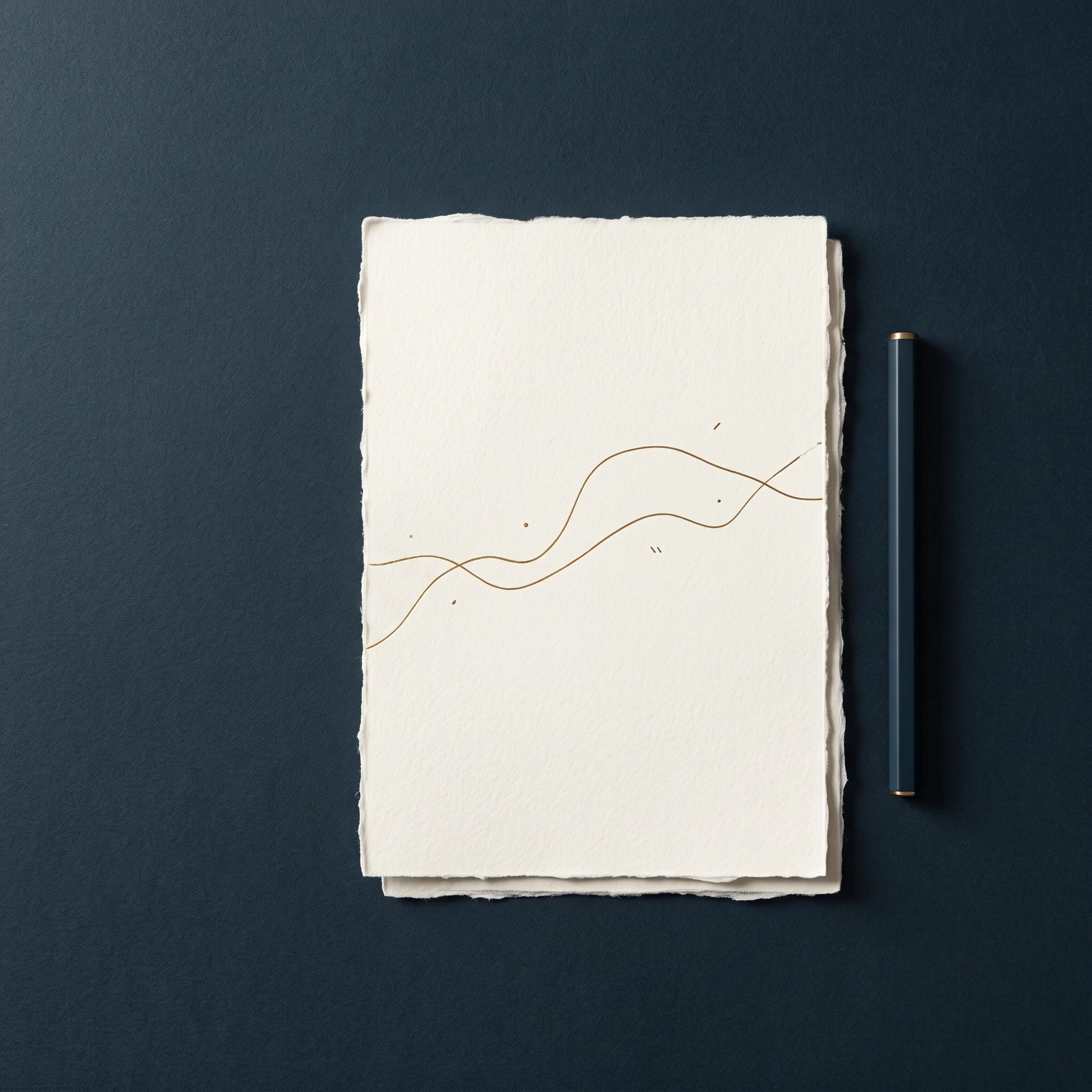 A blank decision sheet and navy pencil on a textured blue surface.